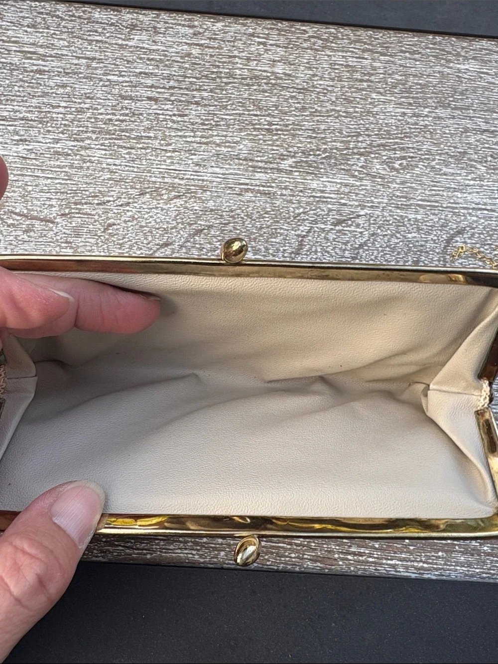 Vintage Suede Fringe Clutch Wallet in Cognac Brown